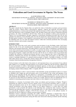 Federalism and Good Governance in Nigeria: The Nexus