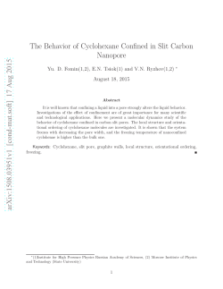 The Behavior of Cyclohexane Confined in Slit Carbon Nanopore
