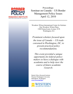 Seminar on Canada &ndash; US Border Management Policy Issues April