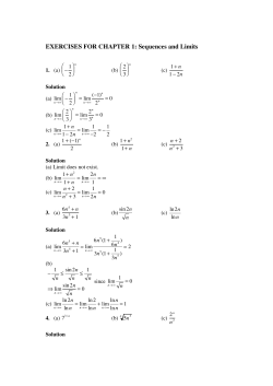 EXERCISES FOR CHAPTER 1: Sequences and Limits