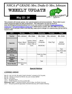 May 22 - 26 - North Heights Christian Academy