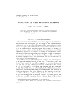 G&uml;ODEL FORM OF FUZZY TRANSITIVE RELATIONS 1. Introduction