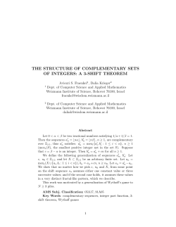 the structure of complementary sets of integers: a 3