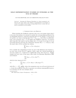 MEAN REPRESENTATION NUMBER OF INTEGERS AS THE SUM