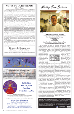 to see the November 21, 2013 article from the Cape Cod Chronicle.