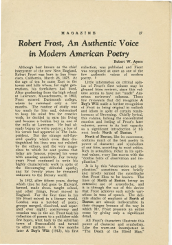 Robert Frost, An Authentic Voice in American Poetry