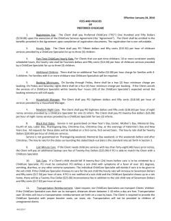 Fee and Policy Schedule
