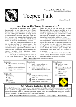 Teepee Talk - Cuyahoga Lodge 17
