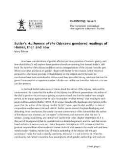 Butler`s Authoress of the Odyssey: gendered readings of Homer