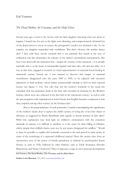 Gal Ventura The Dead Mother, the Uncanny, and the Holy Ghost