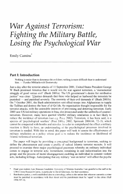 Camins, Emily --- "War against Terrorism: Fighting the Military Battle