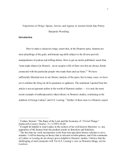 Spears, Arrows, and Agency in Ancient Greek Epic Poetry