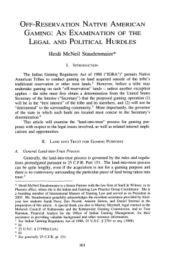 Off-Reservation Native American Gaming: An Examination of the