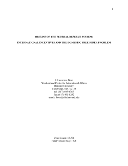 1 ORIGINS OF THE FEDERAL RESERVE SYSTEM