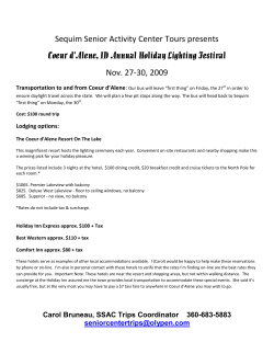 Sequim Senior Activity Center Tours presents Coeur d