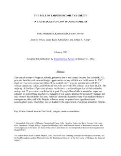 The Role of the Earned Income Tax Credit in the Budgets