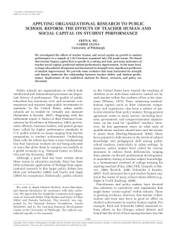 applying organizational research to public school reform