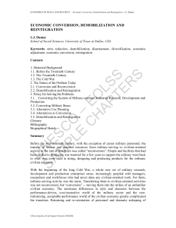 Economic Conversion, Demobilization and Reintegration