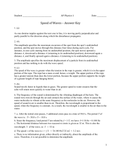 Speed of Waves &ndash; Answer Key