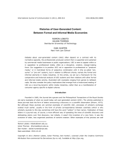 Histories of User-Generated Content: Between Formal and Informal