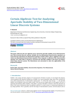 Certain Algebraic Test for Analyzing Aperiodic Stability of Two