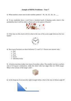 Sample of HSFOL Problems &ndash; Year 7