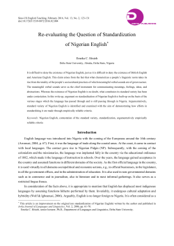Re-evaluating the Question of Standardization of Nigerian English