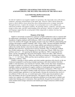 ADDITION AND SUBTRACTION WITH NEGATIVES