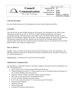 Council Communication: 15-284