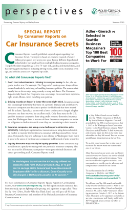 Special Report by Consumer Reports on Car Insurance Secrets l
