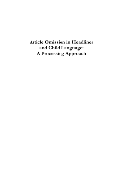 Article Omission in Headlines and Child Language