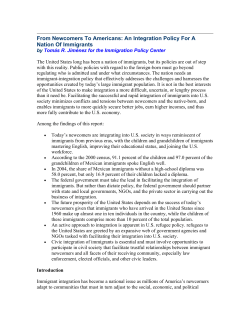 From Newcomers To Americans: An Integration Policy For A Nation