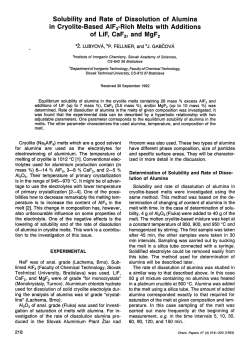 Solubility and Rate of Dissolution of Alumina in