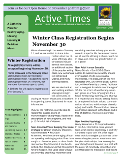 December 2015 Newsletter