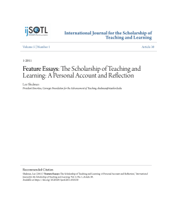 Feature Essays: The Scholarship of Teaching and Learning