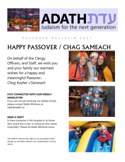 Passover Bulletin - Adath Israel Poale Zedek Anshei Ozeroff