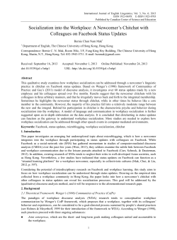 Socialization into the Workplace: A Newcomer`s