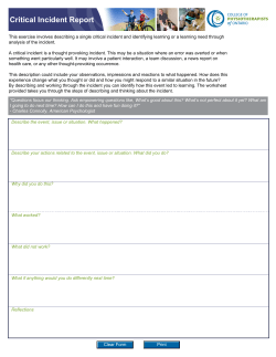 Critical Incident Report