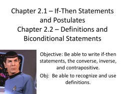 Chapter 2.1 &ndash; If-Then Statements and Postulates Chapter 2.2