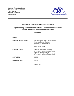 Sponsored By Colorado School of Mines Outdoor