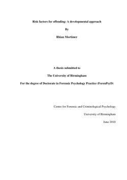 Risk factors for offending: A developmental approach