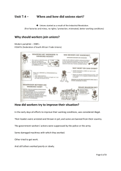 Unit 7.4 – When and how did unions start? Why should workers join