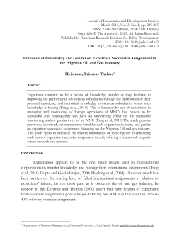 Influence of Personality and Gender on Expatriate Successful