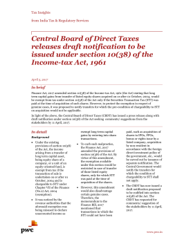 Central Board of Direct Taxes releases draft notification