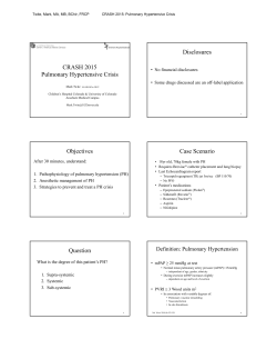 Pulmonary Hypertensive Crisis - University of Colorado Denver
