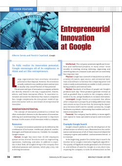 Entrepreneurial Innovation at Google