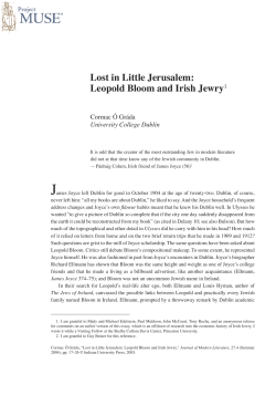 Lost in Little Jerusalem: Leopold Bloom and Irish Jewry1
