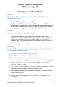 Modality and Nominalisation activities