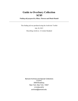 Guide to Overbury Collection SC05