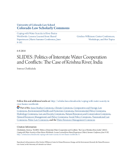 SLIDES: Politics of Interstate Water Cooperation and Conflicts: The